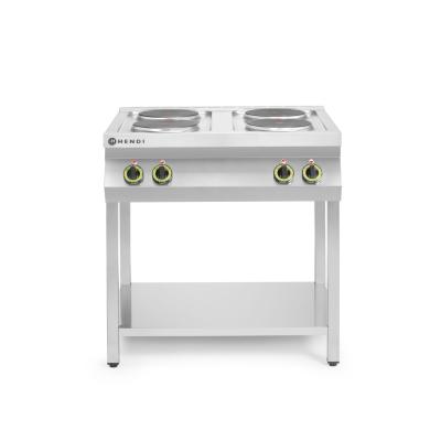 Elektrický vařič Kitchen Line – 4 plotýnky s otevřenou podstavou, HENDI, Kitchen Line, 400V/10400W, 800x700x(H)900mm | 226223